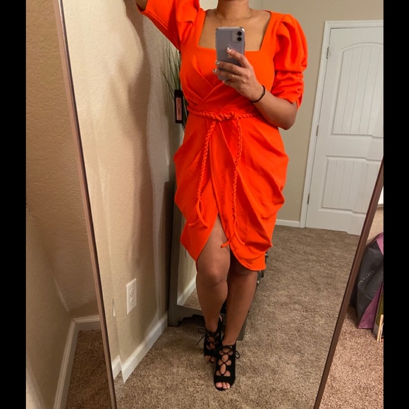 gabrielle union orange dress Gabrielle Union Orange Strapless dress Size XL